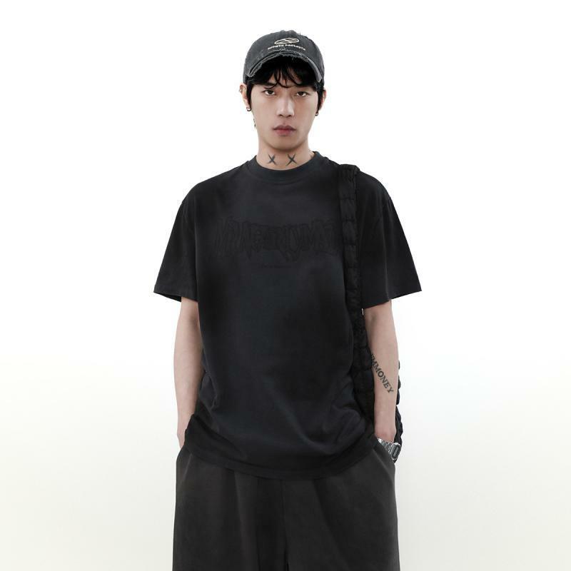 Национальный тренд, американская летняя Дизайнерская футболка с грязной краской, модный бренд для пары, корейские модные мужские и женские футболки с короткими рукавами cleanfit