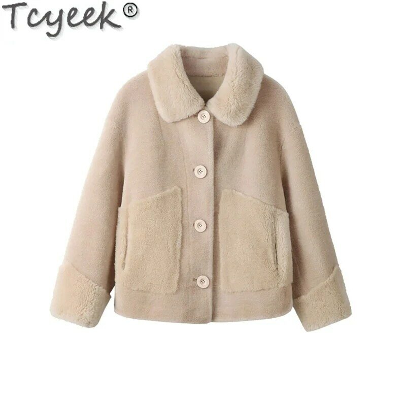 Женская шерстяная куртка, короткая осенне-зимняя куртка из овчины в Корейском стиле, модель Gxy637, 2023