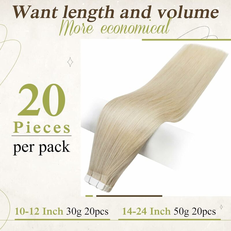 Полностью Блестящая лента в 100% Remy человеческие волосы невидимые прямые двухсторонние светлые удобные шелковистые натуральные ленты ins для женщин