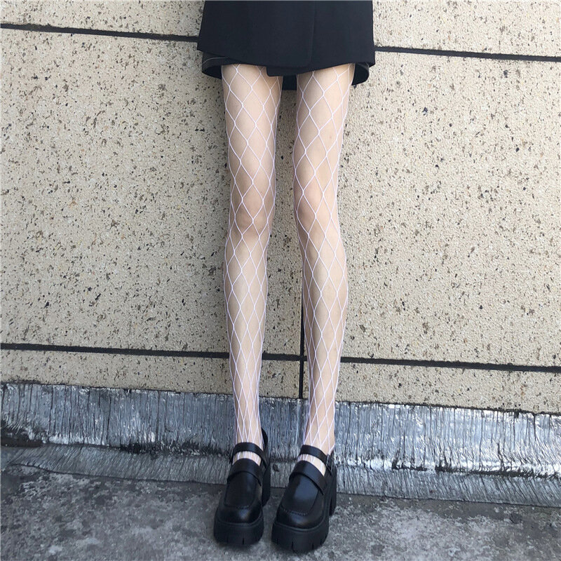 Pantimedias de malla de nailon para mujer, medias de cuerpo largo, Jacquard, costura de pie, lencería Sexy, medias negras