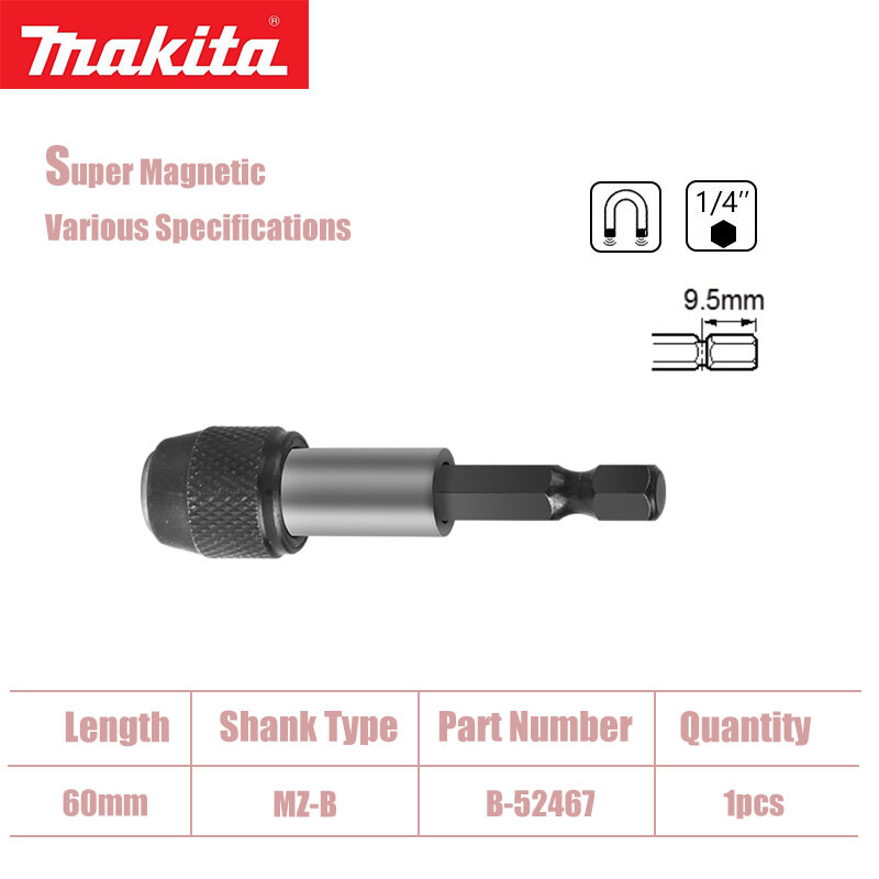 Makita-Soporte de varilla de mango Hexagonal, destornillador autoblocante de 6,35mm, fácil de desmontar, fuerte magnetismo, accesorios para herramientas