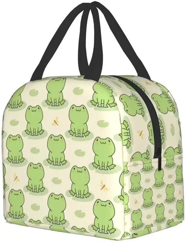 Funny Cute Frog Animal Lunch Bag Travel Box Work Bento Cooler Reusable Tote Picnic Boxes Insulated Shopping Bags for Women Men