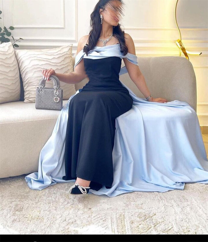 Prom Dress Evening Saudi Arabia Jersey Ruffle Party Sheath Off-the-shoulder Bespoke Occasion Gown Long Dresses