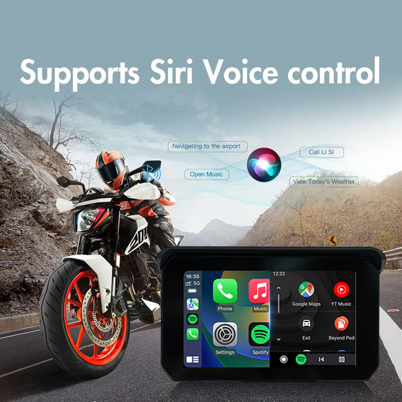 5inch Navigation for Motorcycle IP65 Waterproof Carplay Display Screen Motorcycle Wireless Android Auto Monitor Single Bluetooth