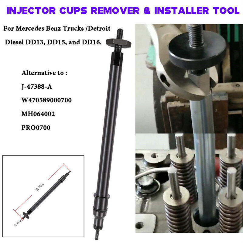 For Detroit Diesel DD13 DD15 DD16 Injector Cup Remover & Engine Brake Adjustment tool 4.1/4.6mm & 19MM High Pressure Fuel Line