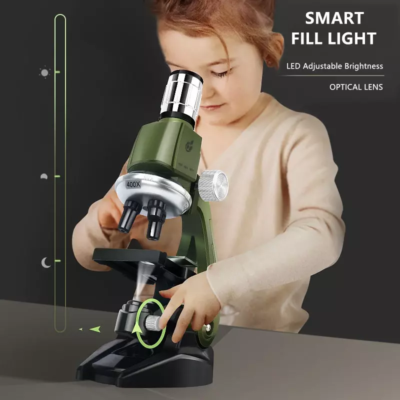 Kit microscopio Lab LED muslimabiological Microscope Home School Science giocattolo educativo regalo per bambini bambino