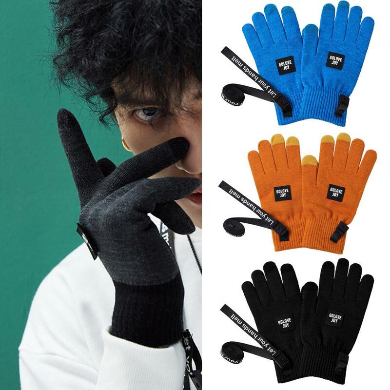 Guantes de dedo completo 1 par exquisito transpirable acolchado ciclismo felpa tres dedos pantalla táctil guantes para exteriores