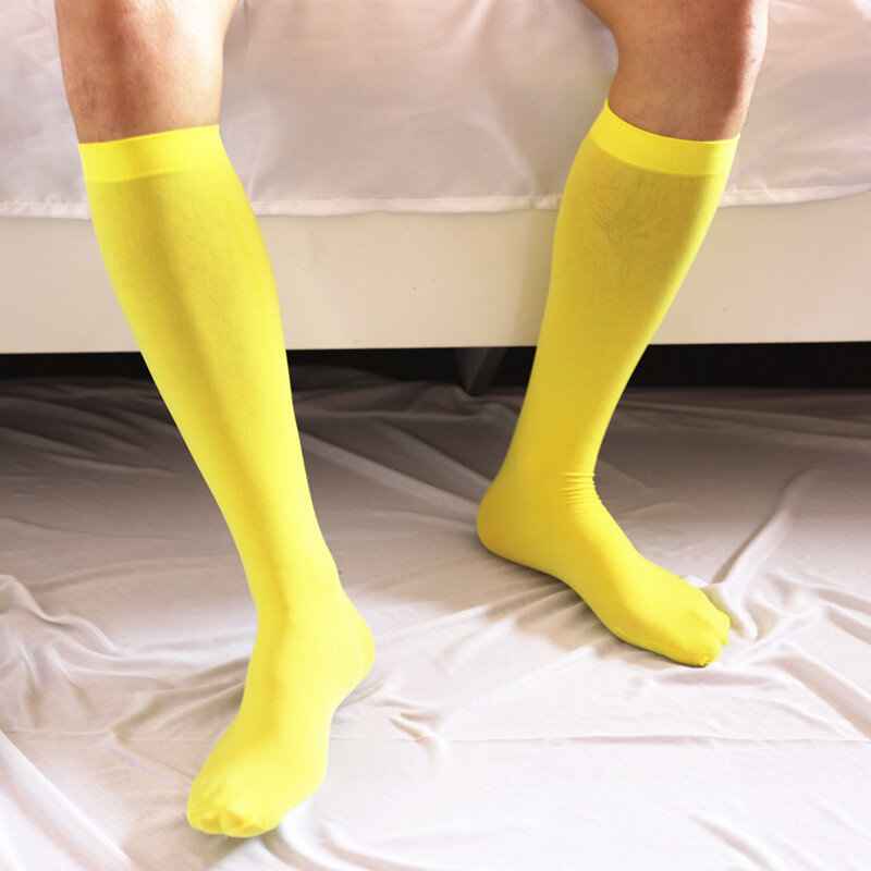 Silky Thin Men Socks Mens Summer Ultra High Stretchy Smooth Over-the-Calf Business Nylon Socks Gifts Men Long Socks Men Seamless