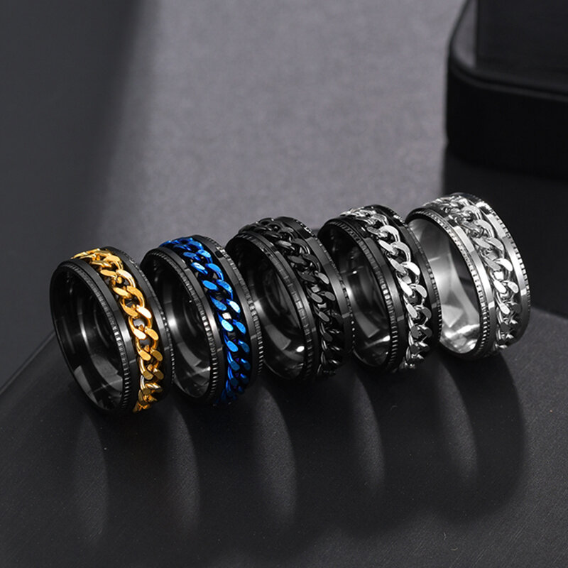 Cool anello da uomo girevole in acciaio inossidabile catena Spinner di alta qualità gioielli da donna Punk per regalo di festa