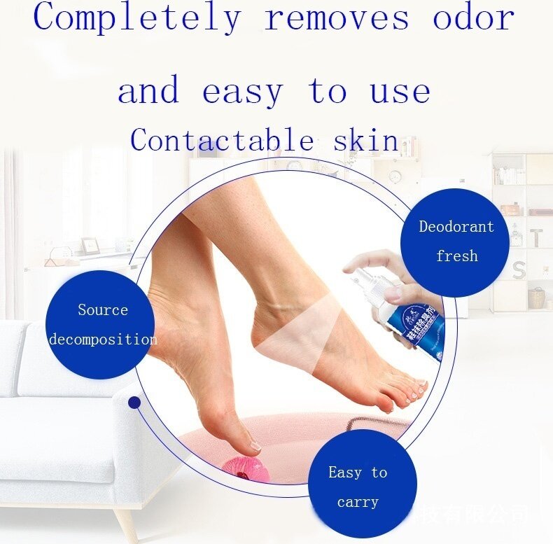 Spray desodorante eficaz para pés e sapatos, Desodorante, Destrói bactérias do odor, CR9, 100ml