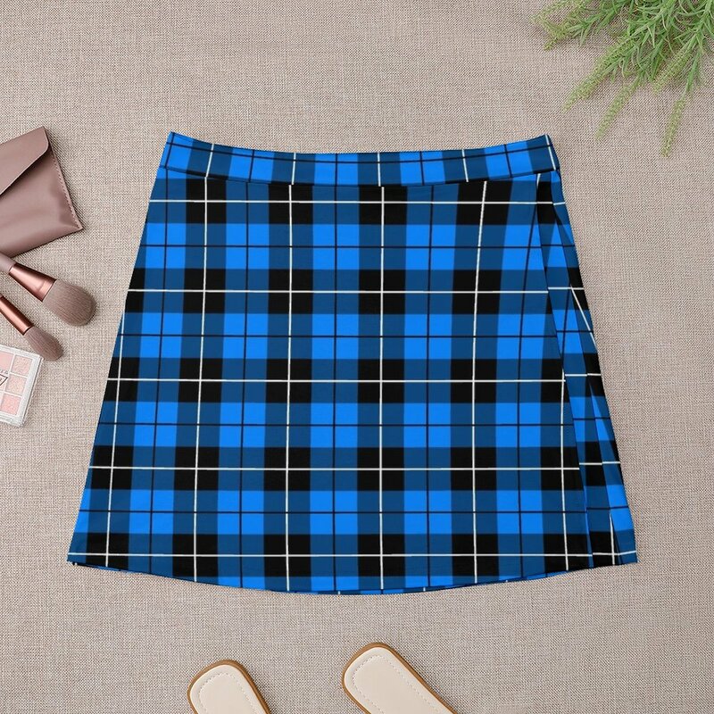 Tartan-niebieska spódnica Mini spódnica kobiety szykowna i elegancka spódnica damska w koreańskim stylu na lato ubrania