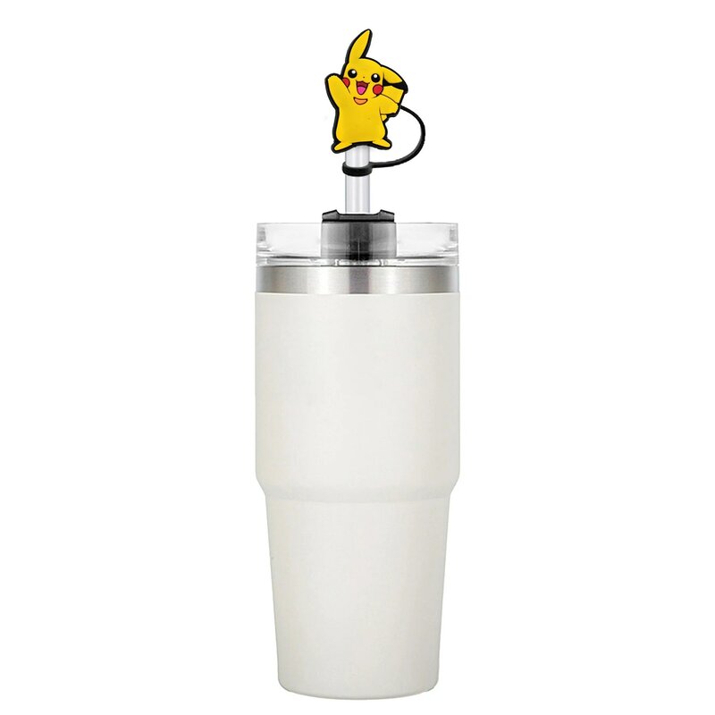Desenhos animados tampa de palha Cap, Anime japonês Drink Straw Plug, reutilizável Splash Proof Beber Fit Cup Charms Pingente, 1-20Pcs