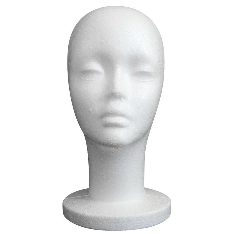 Vrouwelijke Piepschuim Mannequin Mannequin Hoofd Model Foam Pruik Haar Bril Display