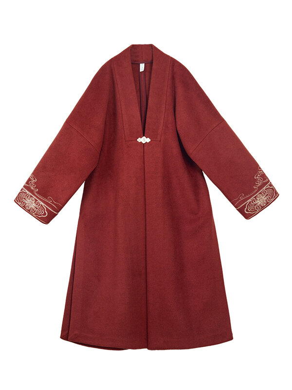 Abrigo cálido bordado de elementos Han para mujer, moda Retro, abrigo Hanfu, Otoño e Invierno