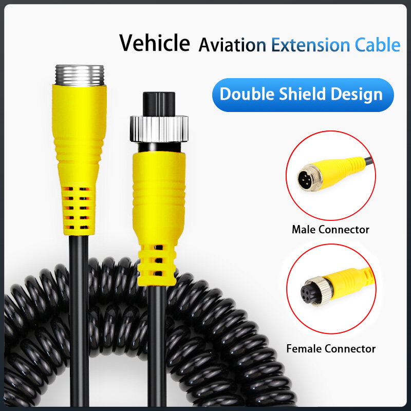8M 4 PIN złącze lotnicze kabel spiralny przedłużający kabel wideo i kabel Audio do kamera telewizji przemysłowej pojazdu i monitora samochodowego