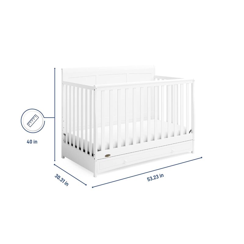 Gold Certified, Crib with Drawer Combo, Full-Size Nursery Storage Drawer, Converts to Toddler Bed, Daybed and Full-Size Bed