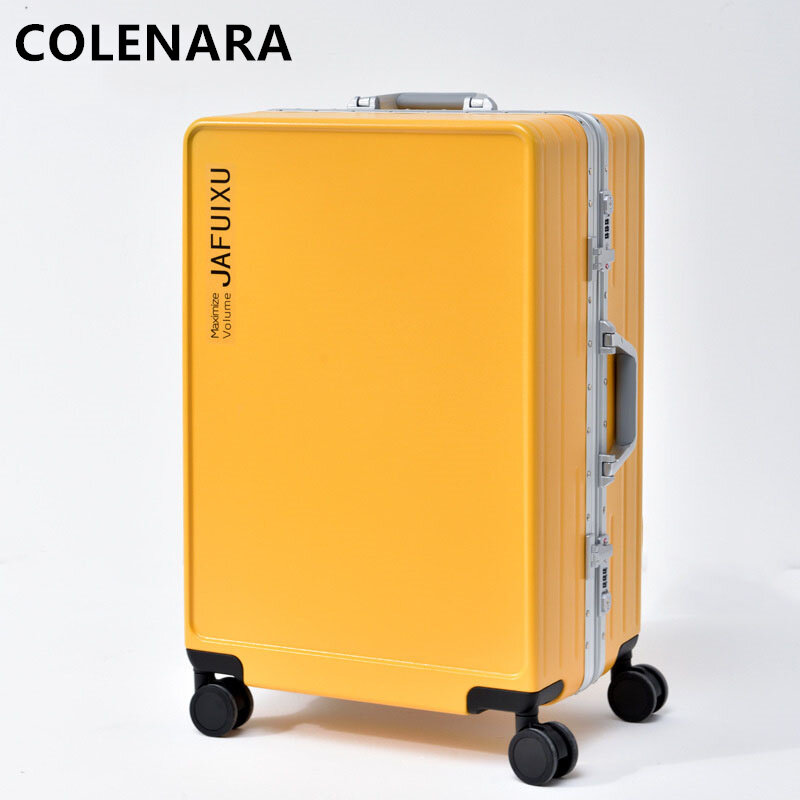 COLENARA koper PC + ABS 20 "24" 26 inci, koper pria bisnis kotak asrama, casing troli rangka aluminium dengan roda bagasi