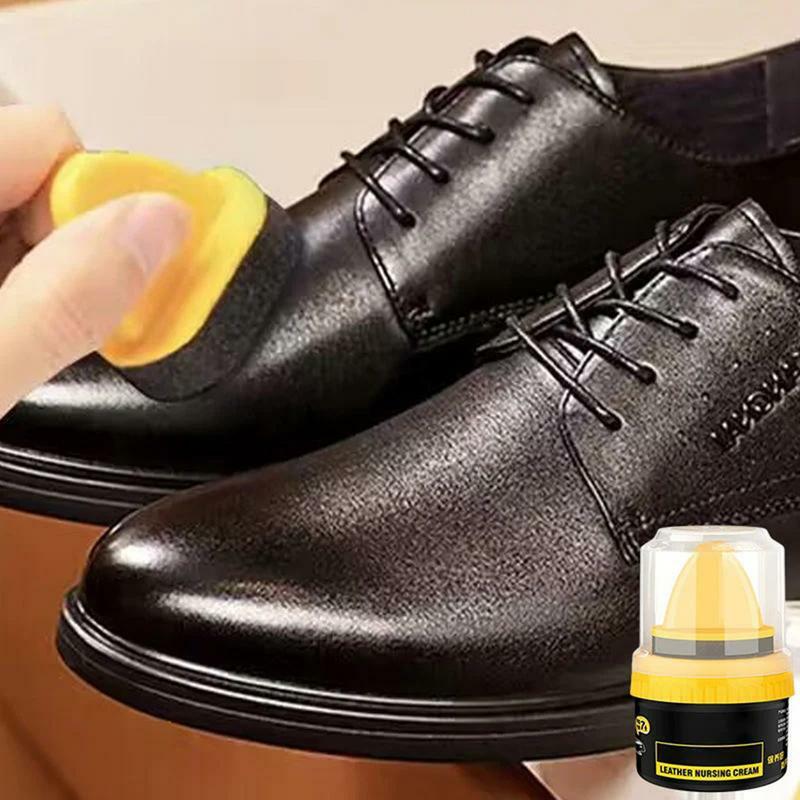 Krim Perbaikan kulit semir sepatu cair spons pemoles kulit lilin pembersih pasta pembersih sepatu untuk jaket furnitur sofa