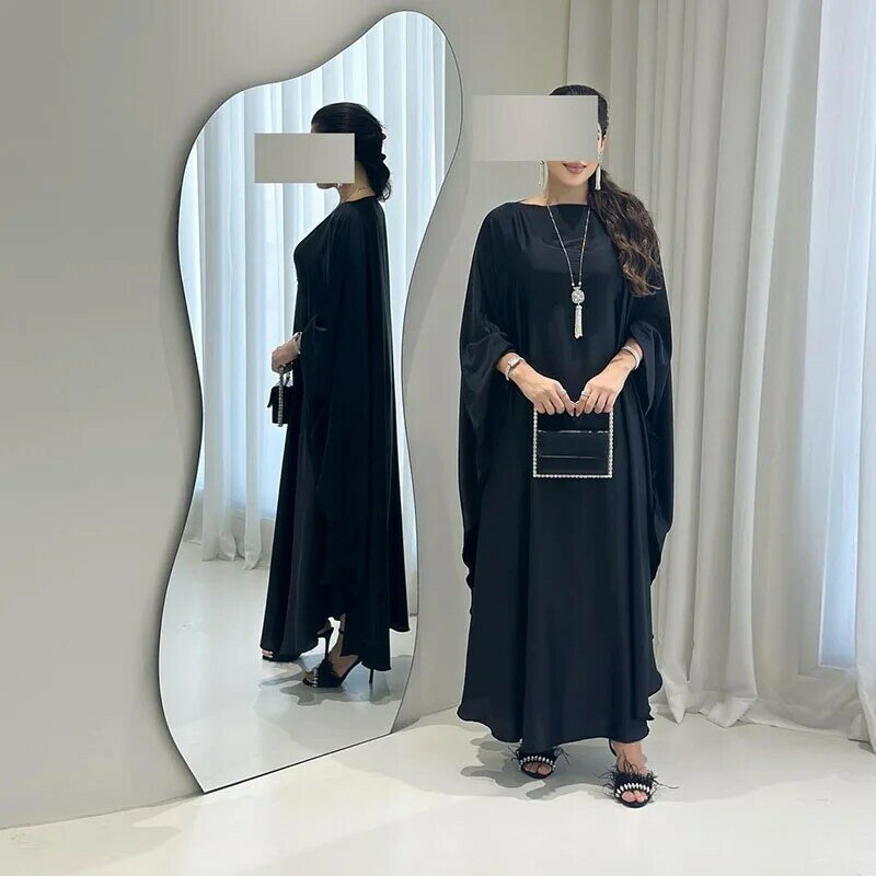Midden-Oosten Abaya Dames Moslim Jurk Mode Pullover Zacht Licht Gesmede Mouwen Gewaad Zomer Nieuwe Dunne Eenvoudige Vrouwelijke Zonnejurk