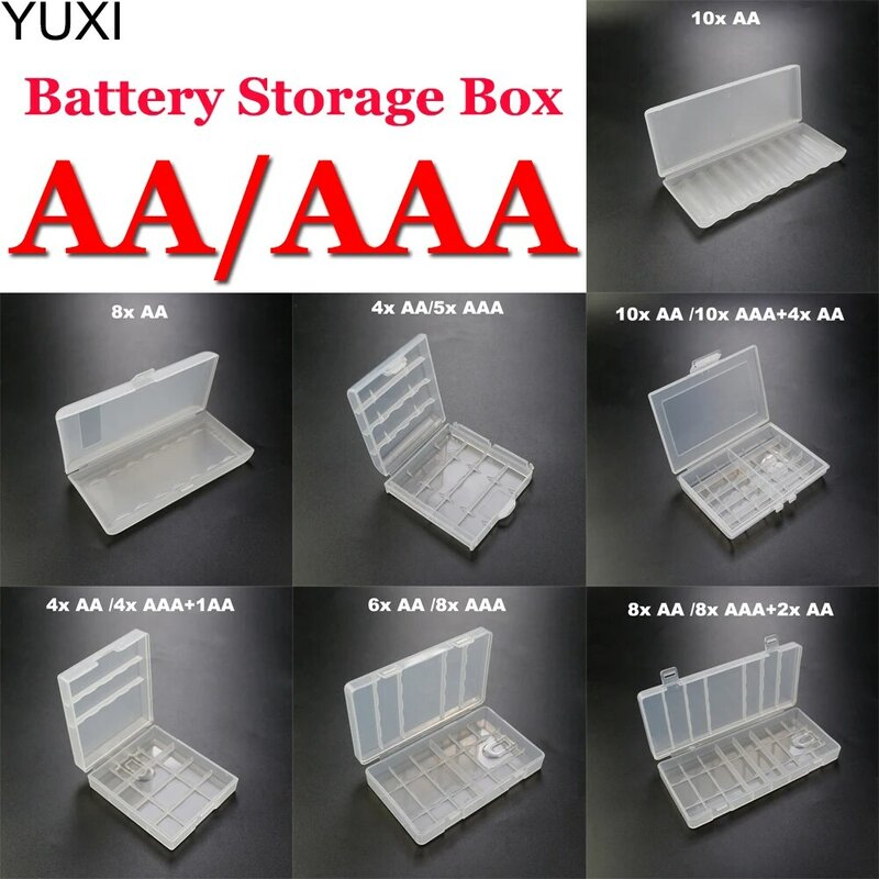 YUXI-funda transparente de plástico duro PP, caja de almacenamiento de baterías AA/AAA, portable, 1 piezas