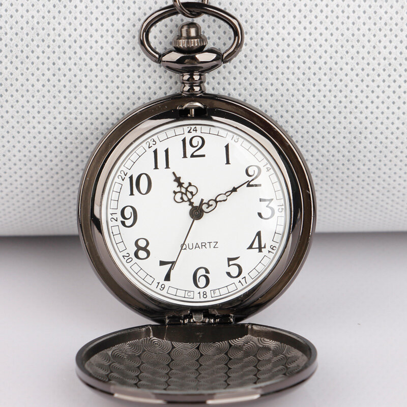 Charming สีดำเรียบรอบแฟชั่นนาฬิกาเครื่องประดับออกแบบ Exquisitefor ผู้ชายและผู้หญิงของขวัญ Fob สร้อยคอ