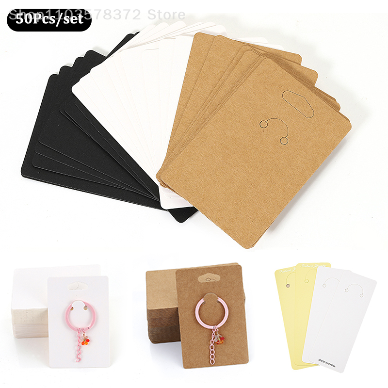 50pcs Keychain Display Cards Stand Cardboard Keyring Earrings Necklaces Packaging Card Jewelry Self Sealing Bags Hang Tag Card