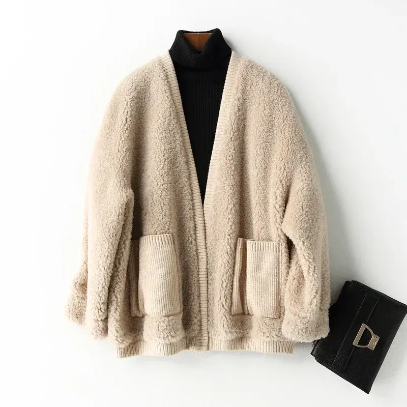 Inverno 21% giacche di lana per le donne 2023 cappotto di pelliccia Casual caldo allentare cappotti di pelliccia corti abbigliamento donna cappotto di tosatura delle pecore Zm934