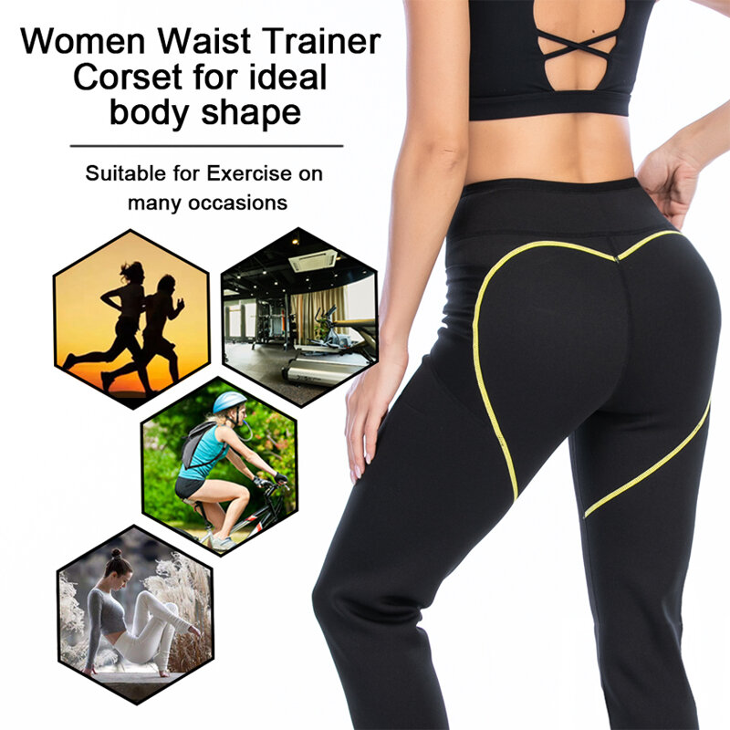 NINGMI Women Waist Trainer Sauna Shapewear Set Gym Leggings Fat Burning Sauna Shirt High Waist Slim Pants Neoprene Sauna Suit