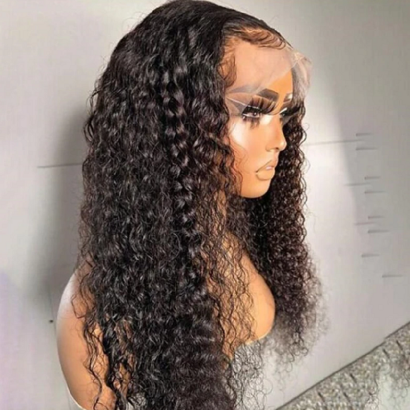180Density 26“ Long Soft Kinky Curly Natural Black Lace Front Wig For Women Babyhair Preplucked Heat Resistant Glueless Daily