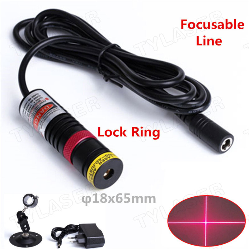 Focusable Glass Locator D18x65mm 635nm Laser Red Cross Line Module 10mw 30mw 50mw 100mw For Woodworking Stone Cutting Machine