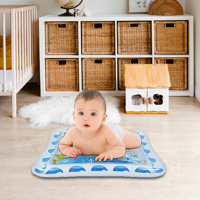 Colchoneta de agua para bebés, juguetes sensoriales iatables, tapete de juego de forma Rectangular, juguetes para bebés de más de 3 meses
