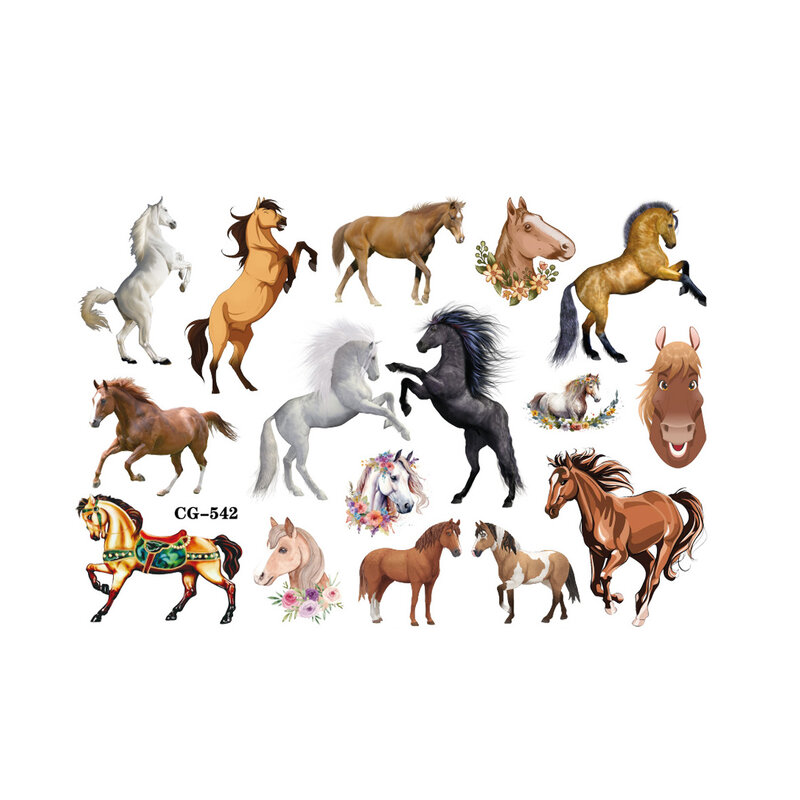 1 szt. Sztuczne tymczasowe tatuaże dla koni materiały urodzinowe sprzyja uroczej dekoracji naklejki tatuaże konia