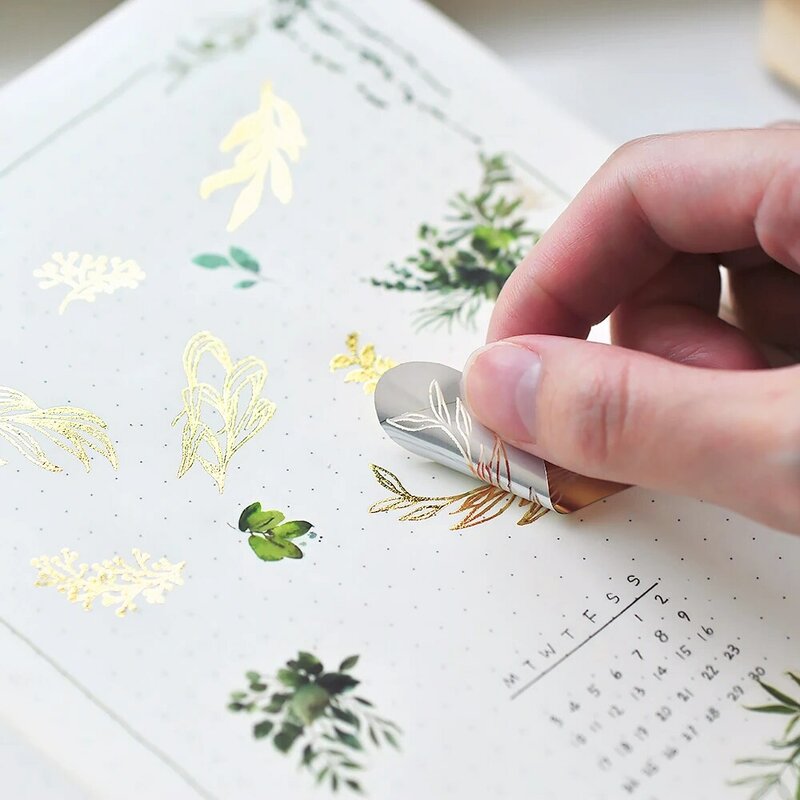 Mu-印刷された金箔のステッカー,レトロな花,手作りのポストマーク,アカウントのスクラップブック,装飾紙