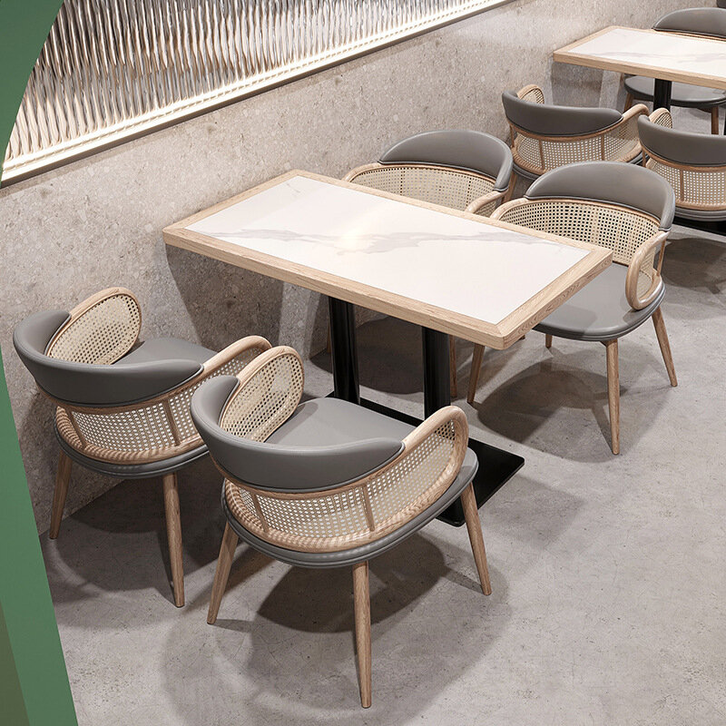 無垢材の籐製テーブル,レストラン,コーヒー,カフェ,レストラン用の中国のテーブルと椅子,ダブルブース
