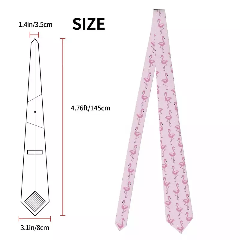 Cute Flamingo Tie Polka Dots Doodle Custom DIY Neck Ties Retro Casual Collar Tie Male Daily Wear Necktie Accessories