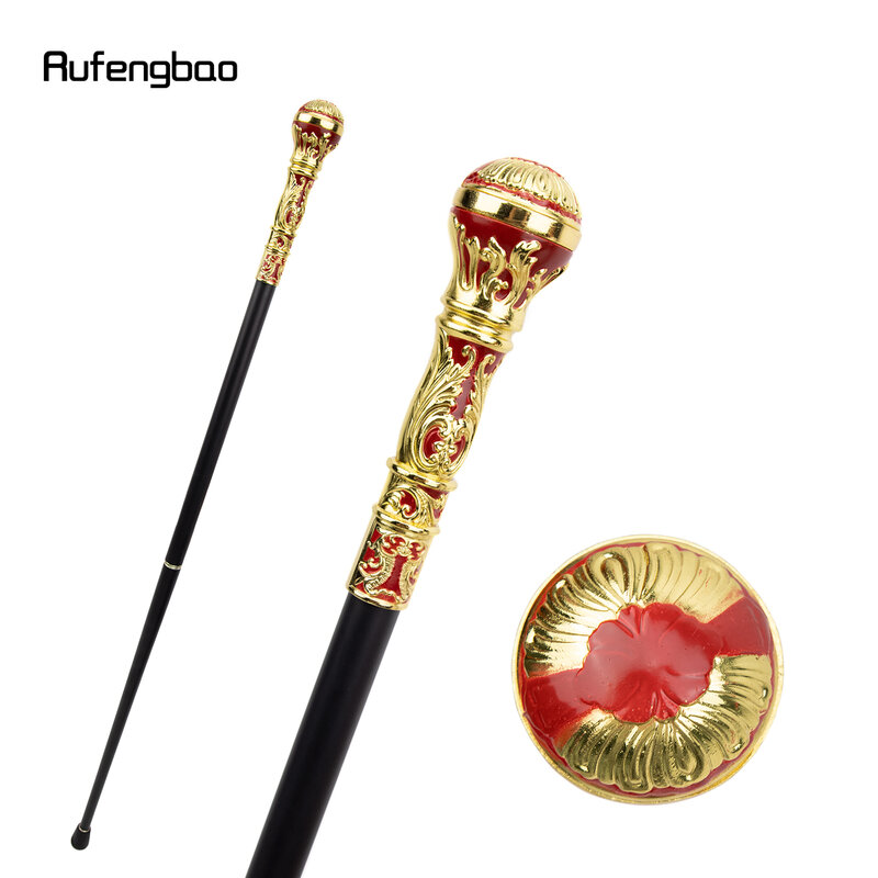 Goldene Rot Luxus Runde Griff Mode Walking Stick für Party Dekorative Walking Cane Elegante Crosier Knopf Spazierstock 93cm