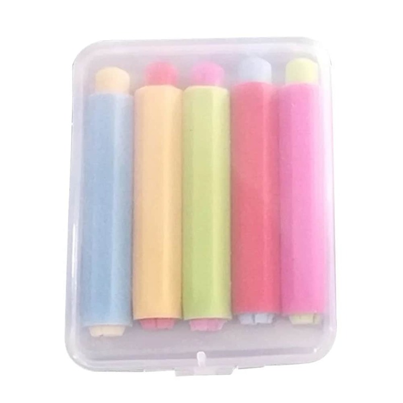 5pcs Hard Case Colourful Protective Clip Non-toxic Stationery Drawing Chalk Holder Storage Health Teacher Children School Office
