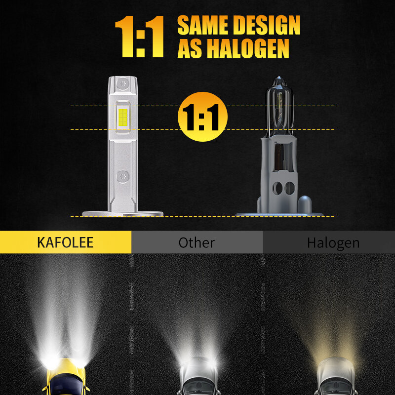 LEDヘッドライト電球,KAFOLEE-H1ルーメン,160000lm,180w,csp,6500k,白,車の実行,自動車用ランプ,プラグアンドプレイ,2個