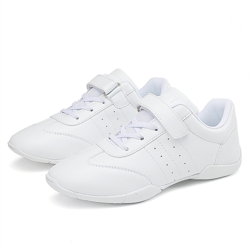 Sapatos de torcida leves e confortáveis para crianças, tênis branco de treinamento para meninas, esportes internos e ao ar livre
