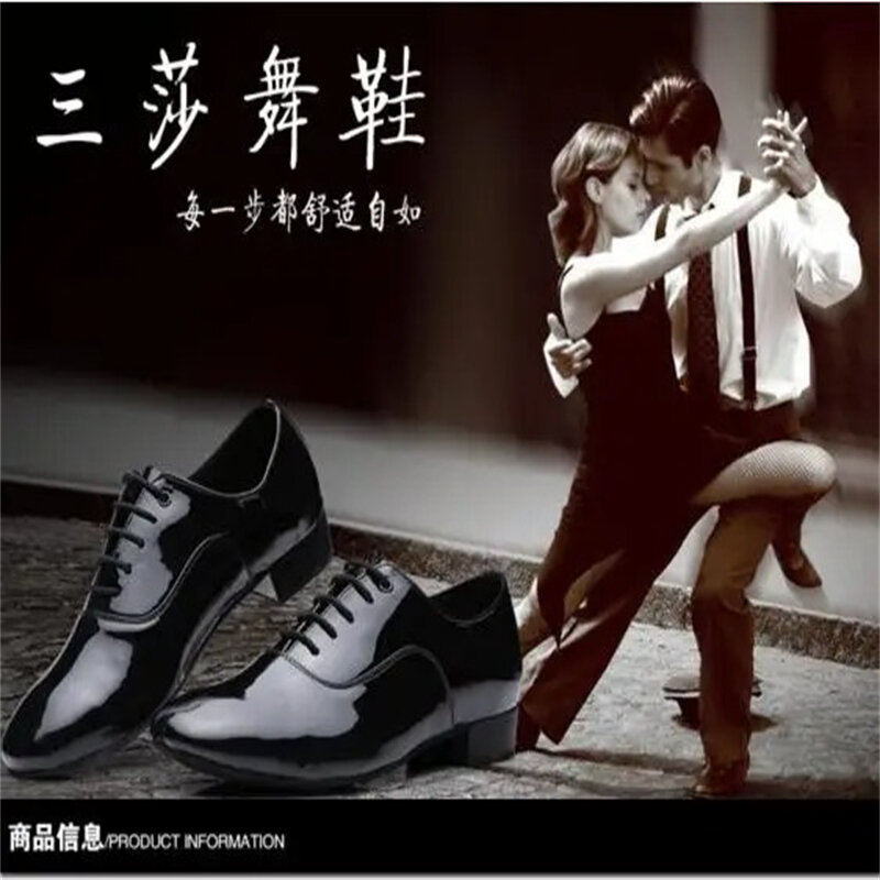 Sapatos de dança latina profissionais para homens, preto, branco, salto baixo, altura 2,5 cm, salão de baile, tango, jazz, salsa