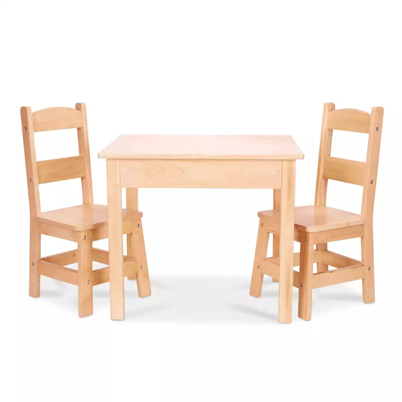 مجموعة من الكراسي والخشب الصلب من Melissa & Doug ، أثاث خفيف لغرفة اللعب ، أشقر