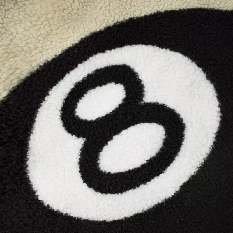 Chaqueta negra con estampado de billar de lana de cordero de doble cara, modelo de gran tamaño, chaquetas gruesas de 8 bolas