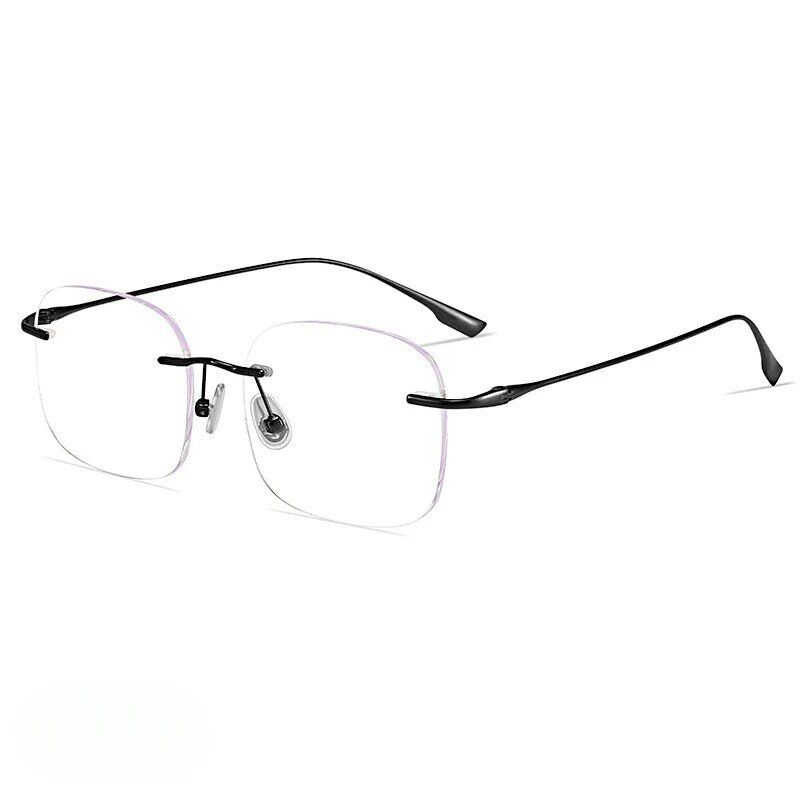 New Women Rimless Eyeglass Ultra-light Titanium Eyeglasses Frame Anti-blue Light Flat Light Lense Polygonal Glasses Sweet Style