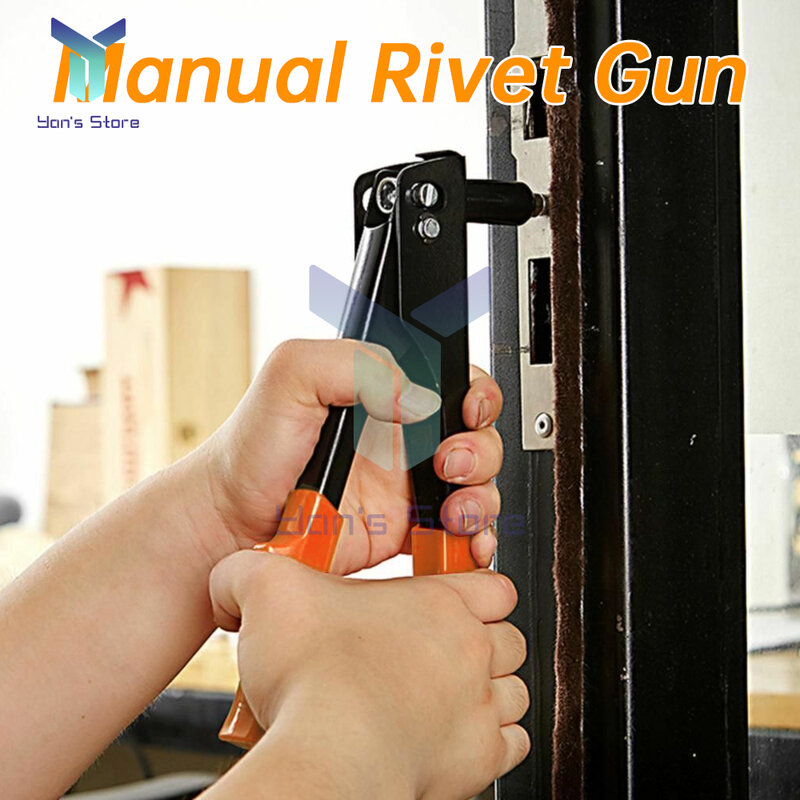 Single Iron Sheet Riveter Gun Kit 2.4/3.2/4.0/4.8 mm Riveting Head Hand Tool Set Gutter Repair Heavy Duty For Industrial Use
