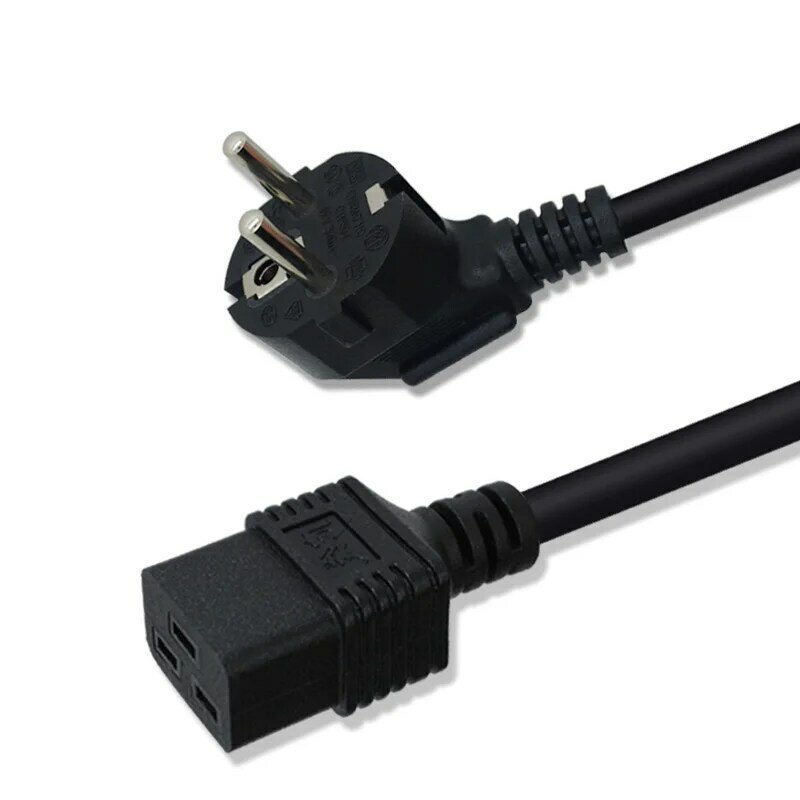 IEC 320 C19 Ke EU Schuko 2 Prong Plug Extension Cord untuk UPS PDU, Terhubung Ke C19 AC Power Cable Adapter Lead EU Plug 1.5M