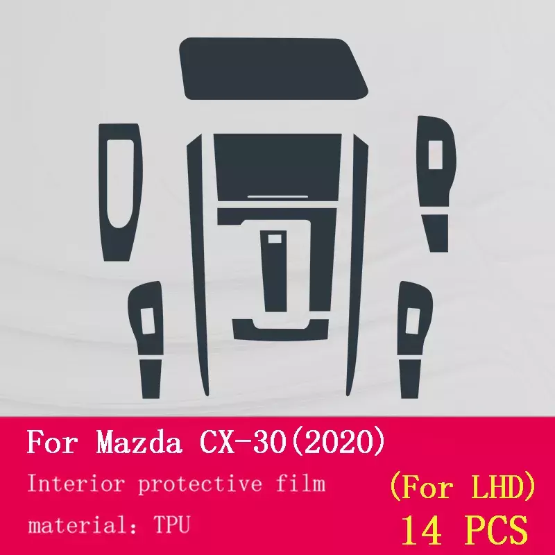 Película protetora interior do carro TPU, adesivo de reparo anti-risco, console central de navegação, tela do painel de engrenagens, Mazda CX30 2020