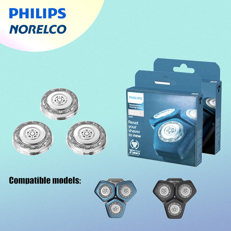 Philips-cabezales de afeitado Norelco genuinos SH71/52, compatibles con la afeitadora Norelco serie 5000 Angular y 7000