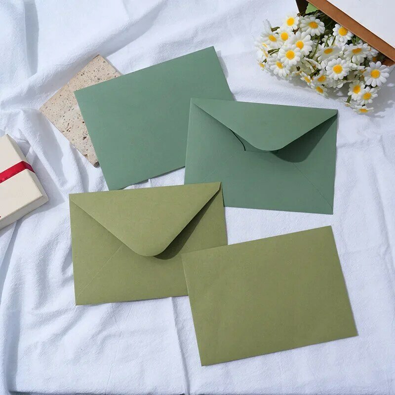 50pcs/lot Green Envelope 130g Paper Postcards for Wedding Invitation 17.5x12.5cm Envelopes Business Supplies Stationery Storage