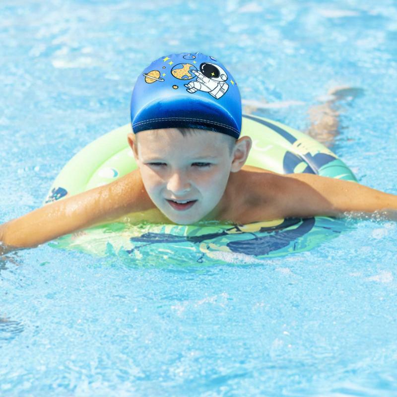 Topi renang anak laki-laki dan perempuan, pelindung kepala berenang balita elastis bernafas untuk rambut panjang dan pendek remaja
