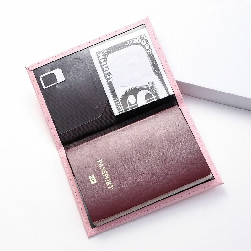 غلاف جواز سفر من الجلد الصناعي للرجال والنساء مع حامل بطاقة الائتمان ، حقيبة تخزين شهادة ، حقيبة سفر